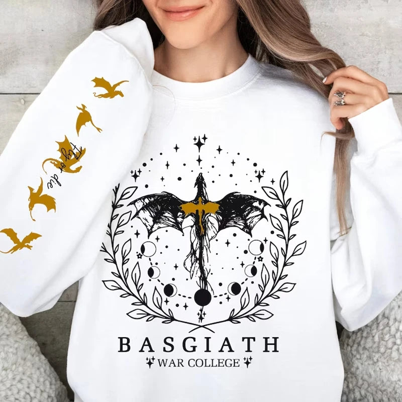 Fourth Wing Sweatshirt Basgiath War College Sweatshirt Women Graphic Hoodies Riders Quadrant Fantasy Reader Bookish Pullover Top.