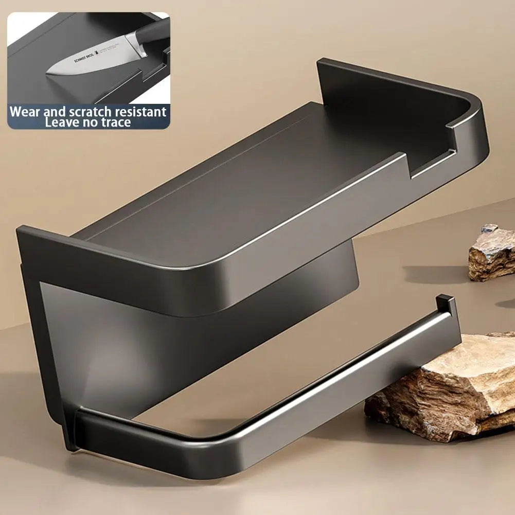 An der Wand montierter Toilettenpapierhalter, rostfrei, verdicktes Kunststoff-Aufbewahrungsregal für Badezimmer, Küche, Toilettenpapierrollenhalter