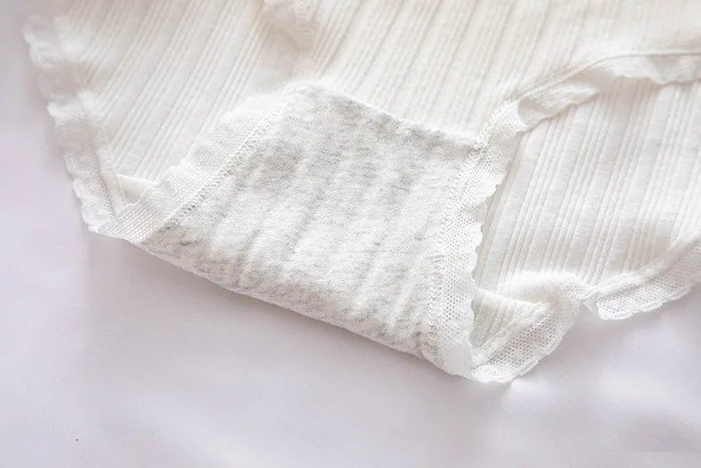 5Pcs/set Pure Cotton Sweet Bow Lace Women Panties Mid-Waist Girls Briefs Floral Underpants Soft Shorts Sexy Female Lingeries.