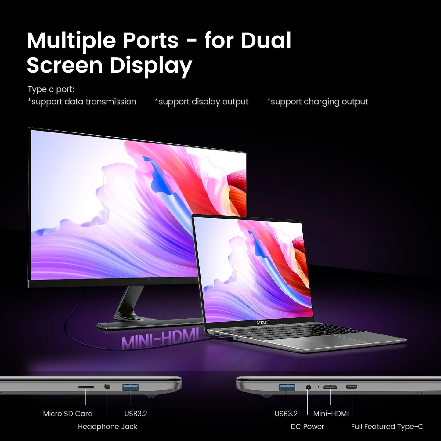 【New】Teclast F16Pro Laptop 15.6 Inch 1920X1080, 12Gb / 16Gb Ram, 256Gb / 512Gb Rom, Backlit Keyboard, for Intel N95, Mini-Hdmi.