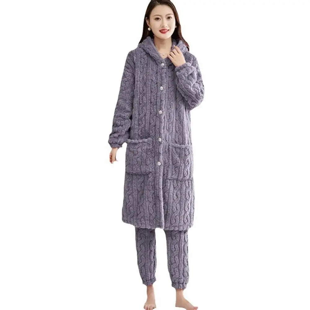 Korallen Samt Frauen Pyjama Set Verdicken Samt Rippen Fleece Set Pullover Hosen Frauen Pyjama Sets 2024, Homewear Frauen Nachtwäsche.