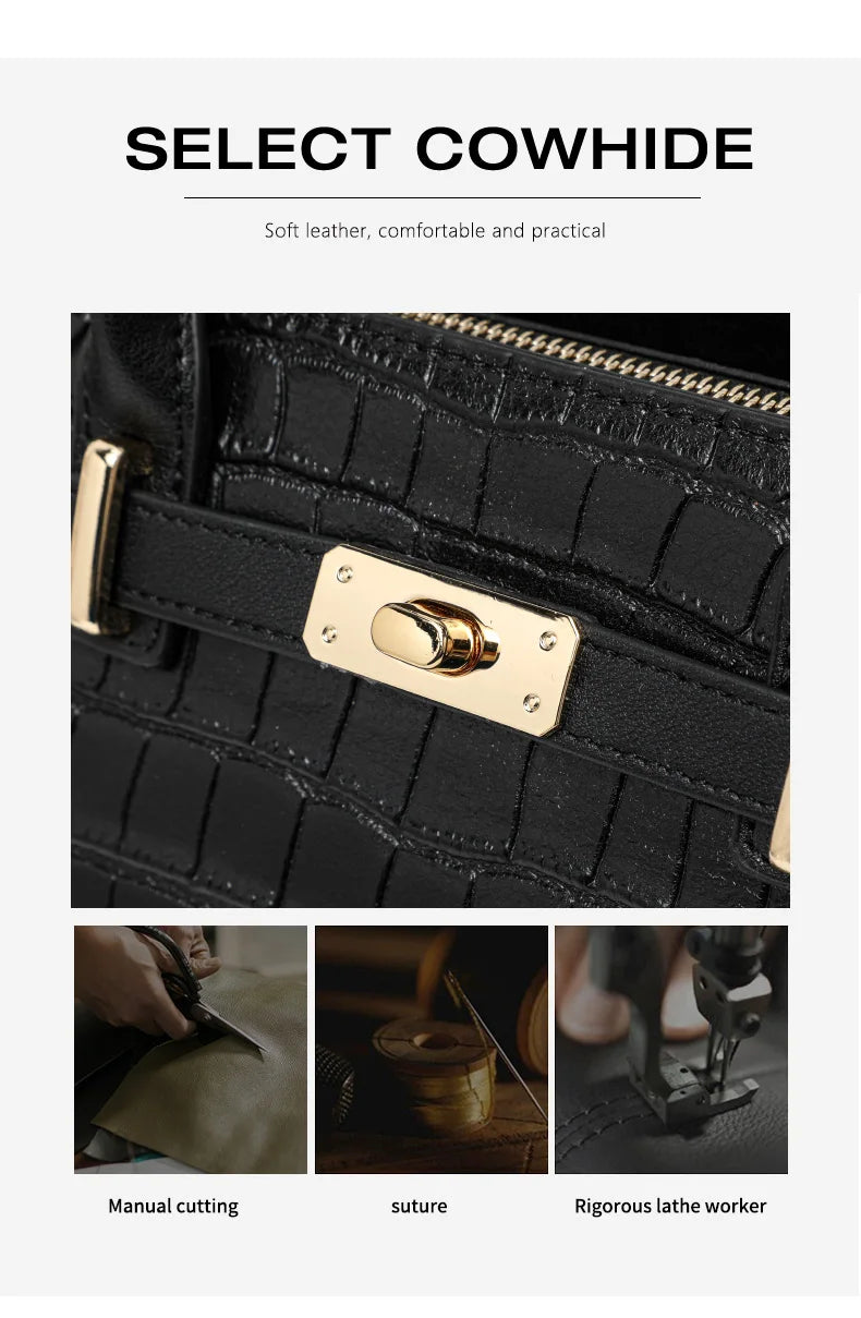 Leather  bag,women's handbag, cowhide cross-body bag, 2024 new style, light and luxurious, mother bag, large capacity.