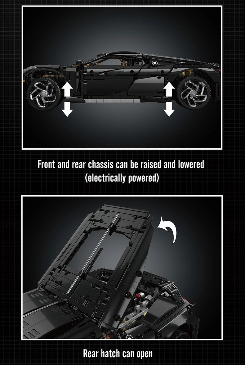 Mould King 13163 Technical Car Building Block The Remote Control La Voiture Noire Sport Car Model Toys Kids Christmas Gifts.