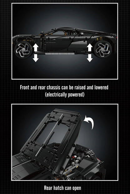Mould King 13163 Technical Car Building Block The Remote Control La Voiture Noire Sport Car Model Toys Kids Christmas Gifts.