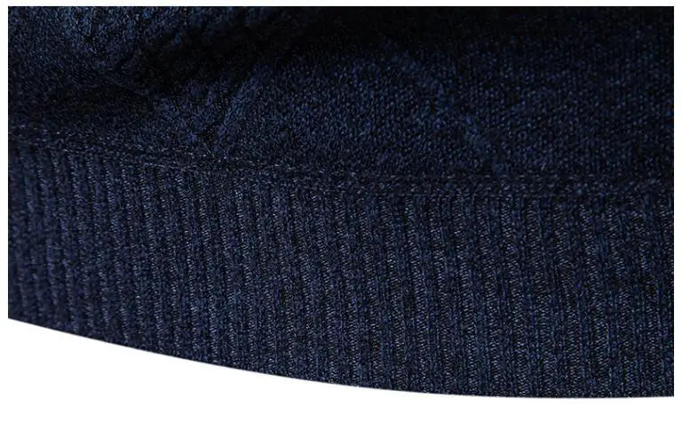 Autumn Winter Men's Half Zipper Knitted Pullovers Solid Slin Fit Casual Sweater Male Fleece Warm Stand Collar Pullover Sweaters