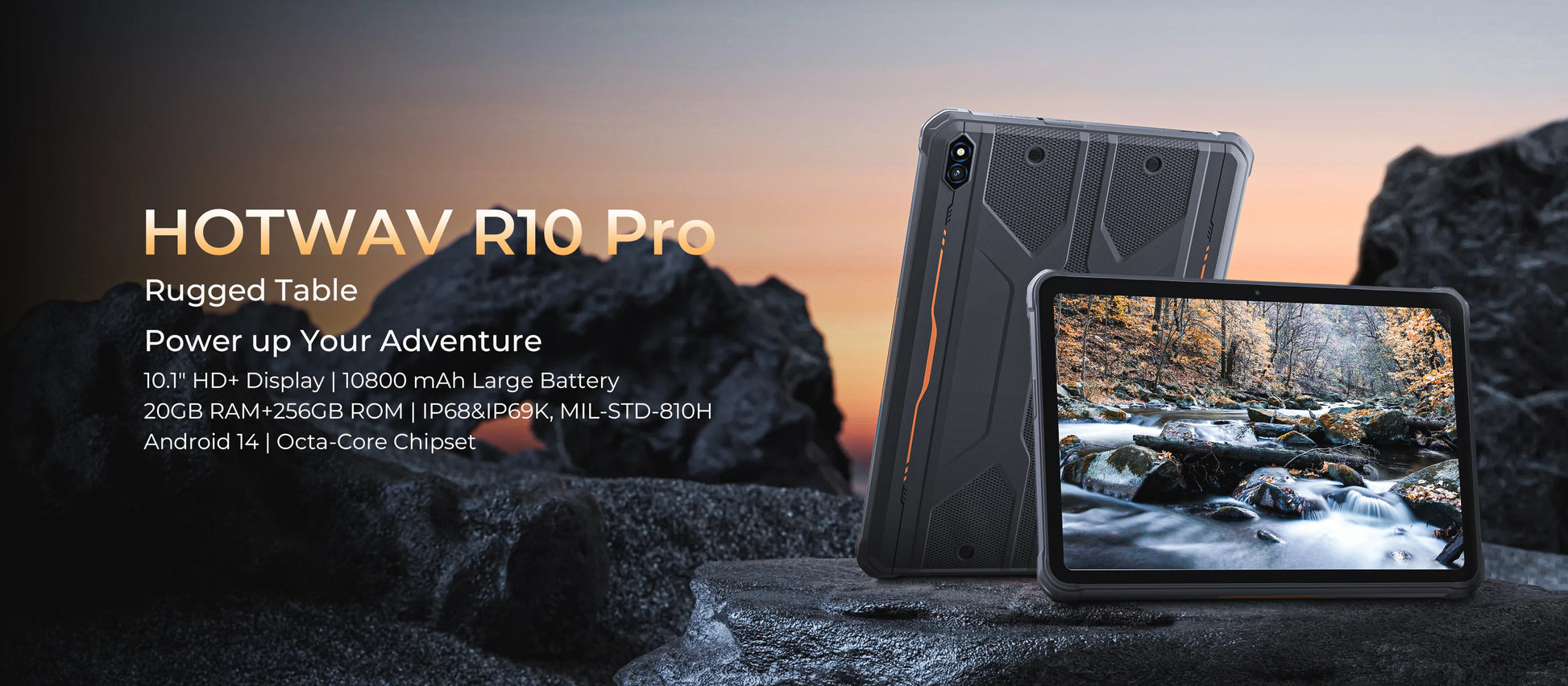 HOTWAV R10 Pro Rugged Tablet Android 14 10.1'' HD+ 13MP Camera Pad 10800mAh Battery 8GB 256GB 8-core OTG Charging Tablet PC.