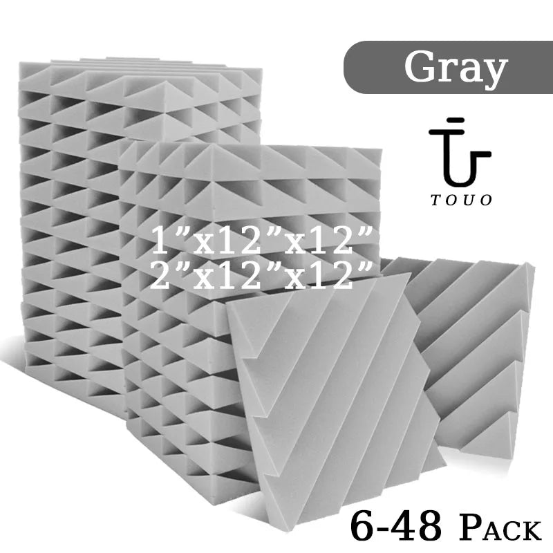TOUO Diamond Groove Acoustic Foam 6/12/24 Pcs Wall Soundproofing Drum Room Acoustic Treatment High-Density Soundproof Material