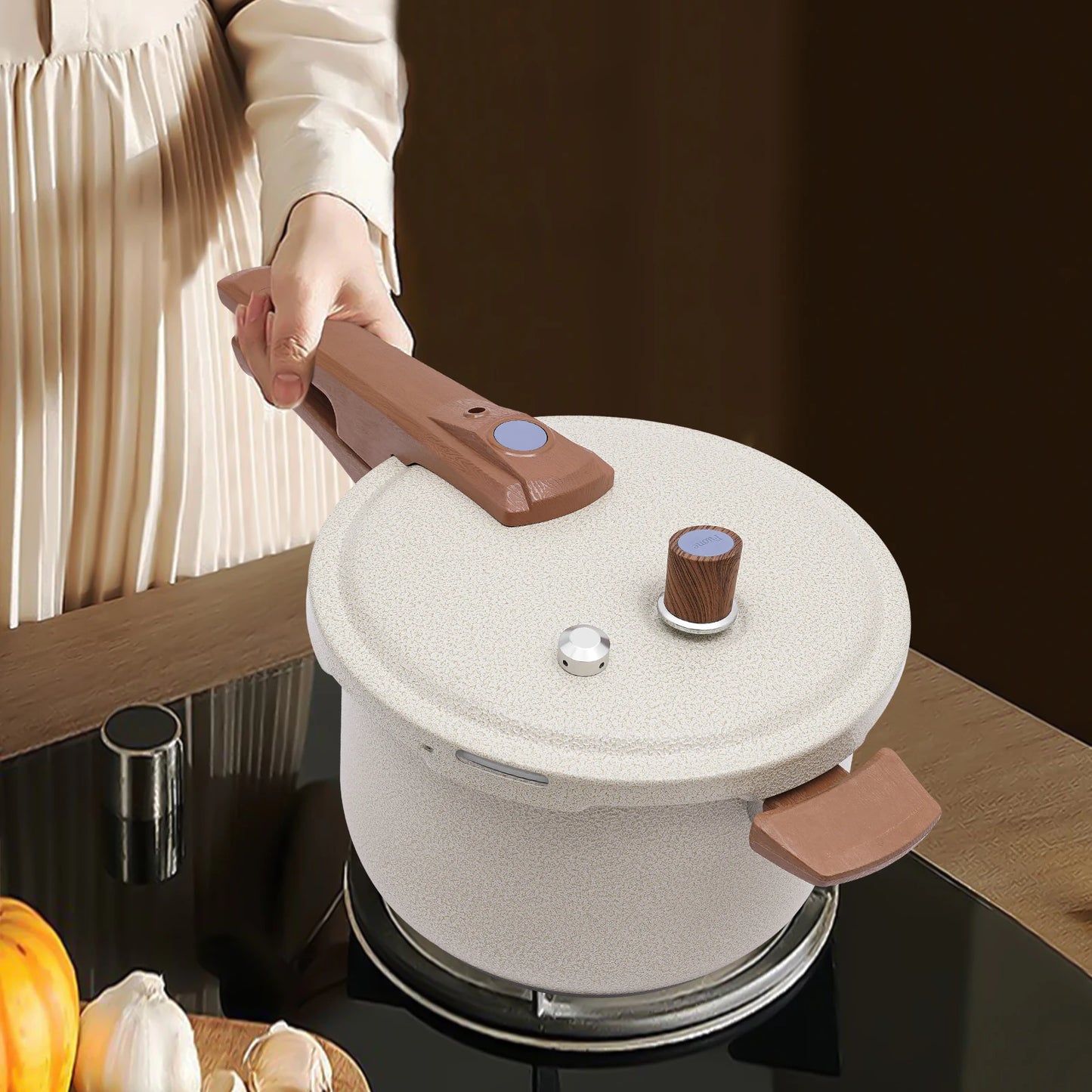 7L 24cm 80kPa Stainless Steel Pressure Cooker Beige Pressure Cooker For Cooking Kitchen Pot For Homes Fast Restaurants Hotels