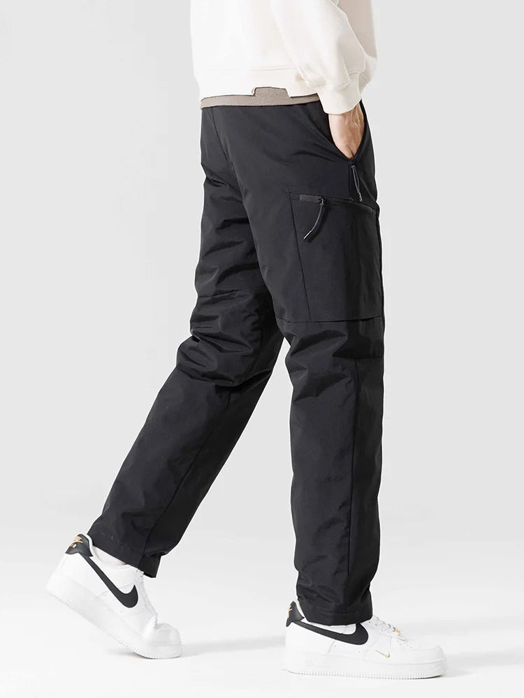 Winter Down Pants Men 90% White Duck Down Padded Warm Pants Outdoor Waterproof Windproof Casual Straight Thermal Puffer Trousers.