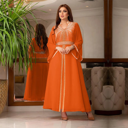 Uni Arabische Robe Mode Nahen Osten Muslimischen Kaftan Dubai Hot Fix Diamant Party Abendkleider für Frauen Kerb Stehkragen.