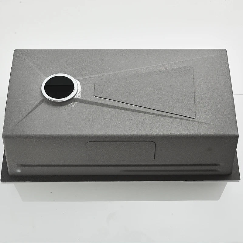 Multifunktionaler digitaler fliegender Regenhahn, weiß, doppelter Wasserfall, Edelstahl-Waschbecken, Küchenspüle, geprägt, großer Einzelschlitz