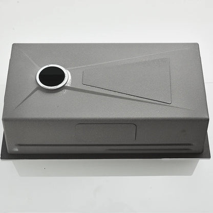 Multifunktionaler digitaler fliegender Regenhahn, weiß, doppelter Wasserfall, Edelstahl-Waschbecken, Küchenspüle, geprägt, großer Einzelschlitz