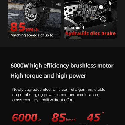 BOYUEDA S3 -11E-Scooter 6000 W Double Motor 60V 38Ah Off-road Scooters Electric 11 -Inch City Folding Electric Scooter.