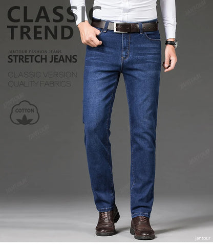 Baumwolle Herren Jeans Denim Hosen Marke Klassische Kleidung Overalls Gerade Hosen für Männer Schwarz Oversize Große Größe 35 40 42 44 46.