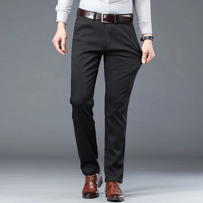 Spring Summer Thin Business Casual Pants Mens Straight Stretch Korean Classic Office Trousers Fashion Male Clothing Size 28-40.