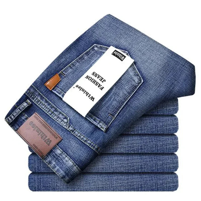 Luxury Men High Quality Pants Clothing Men Classic Business Casual Jeans 2025 New Male Fashion Blue Slim Stretch Denim Trousers.