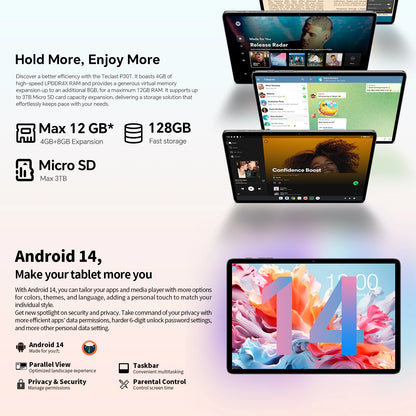 Teclast P30T Set 10.1" Tablet Android 14 T606 8-core Max 12GB RAM 128GB ROM 6000mAh Keyboard/Case/Mouse/Stylus/Headphone/Stand.