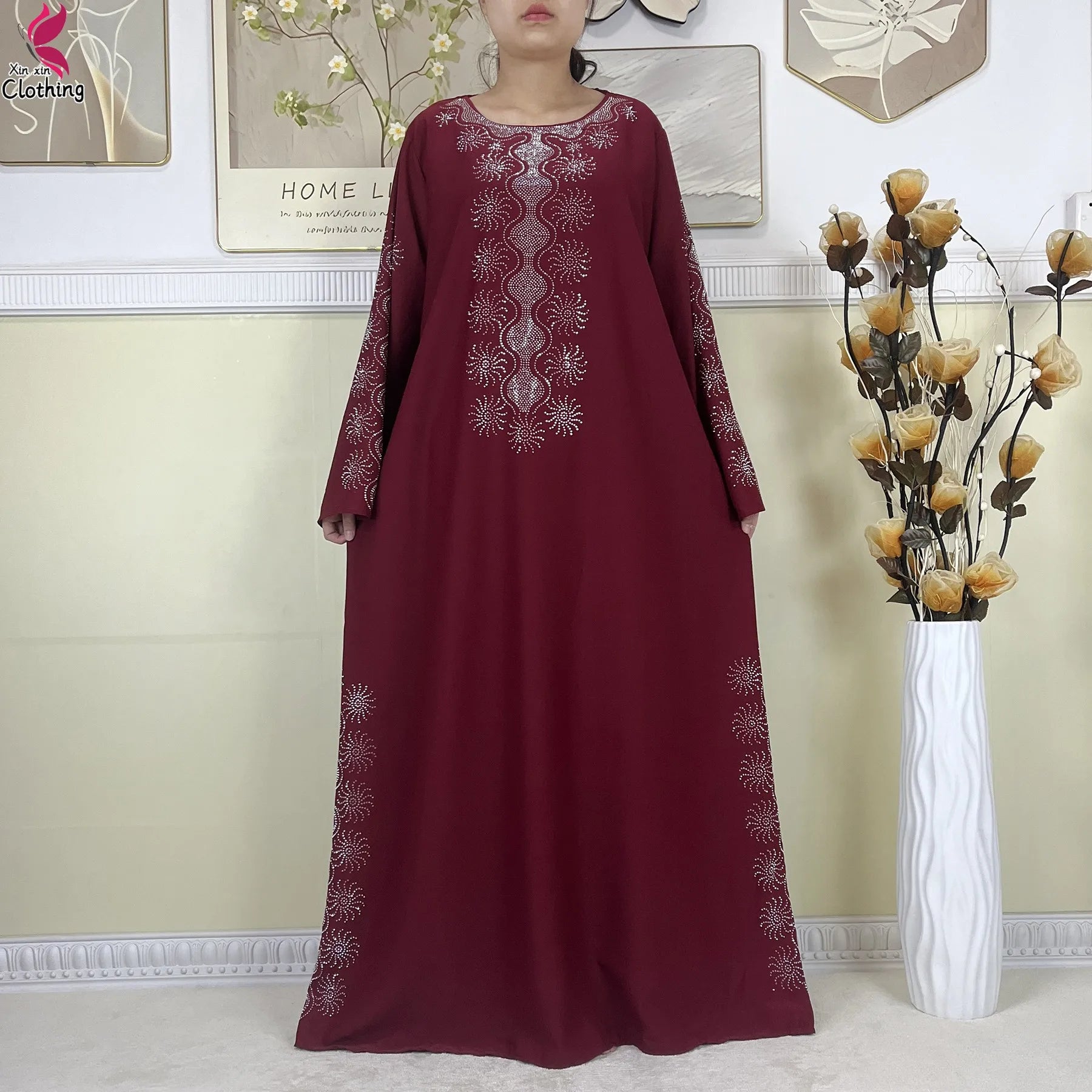 2025New High-Quality Dubai Muslim Abaya for Women Dress Islamic Turkey Femme Clothing Long Sleeve Loose African Dress With Scarf.