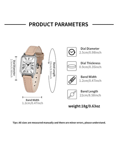 Fashion Rectangle Quartz Wrist Watch for Women Luxury Brand Roman Dial Leather Strap  Ladies Watches Clock.