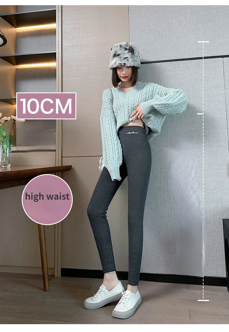 Winter Warm Leggings Women Adding Velvet and Thickening Leggings Small Feet Pencil Pants Outdoor Wearling Casual Stretchy Pants.