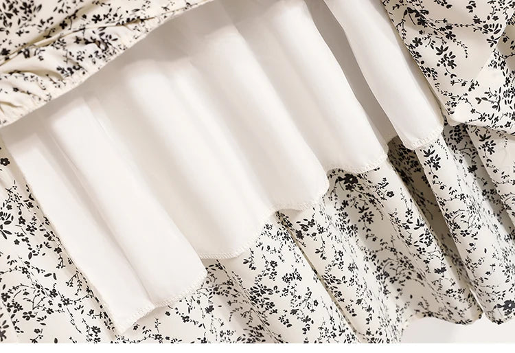 2025 Vintage Draped Elegant Chinese Style Women's Half-length Skirts Autumn Floral Pleated A- Line Skirt With Lining.