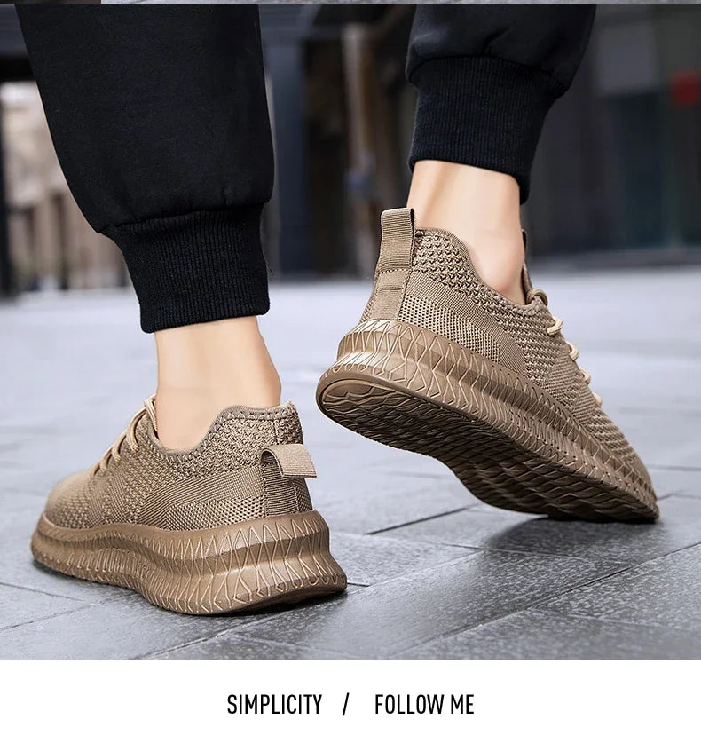 Fujeak Ultralight Running Shoes for Men Casual Breathable Mesh Sneakers Anti-slip Fashion Solid Colour Men's Shoes Plus Size 46.