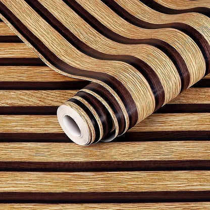 Self-adhesive Wall Wallpaper Wood Grain Striped Peel and Stick Wallpaper Removable Self-adhesive Vinyl Furniture Dormitory Home