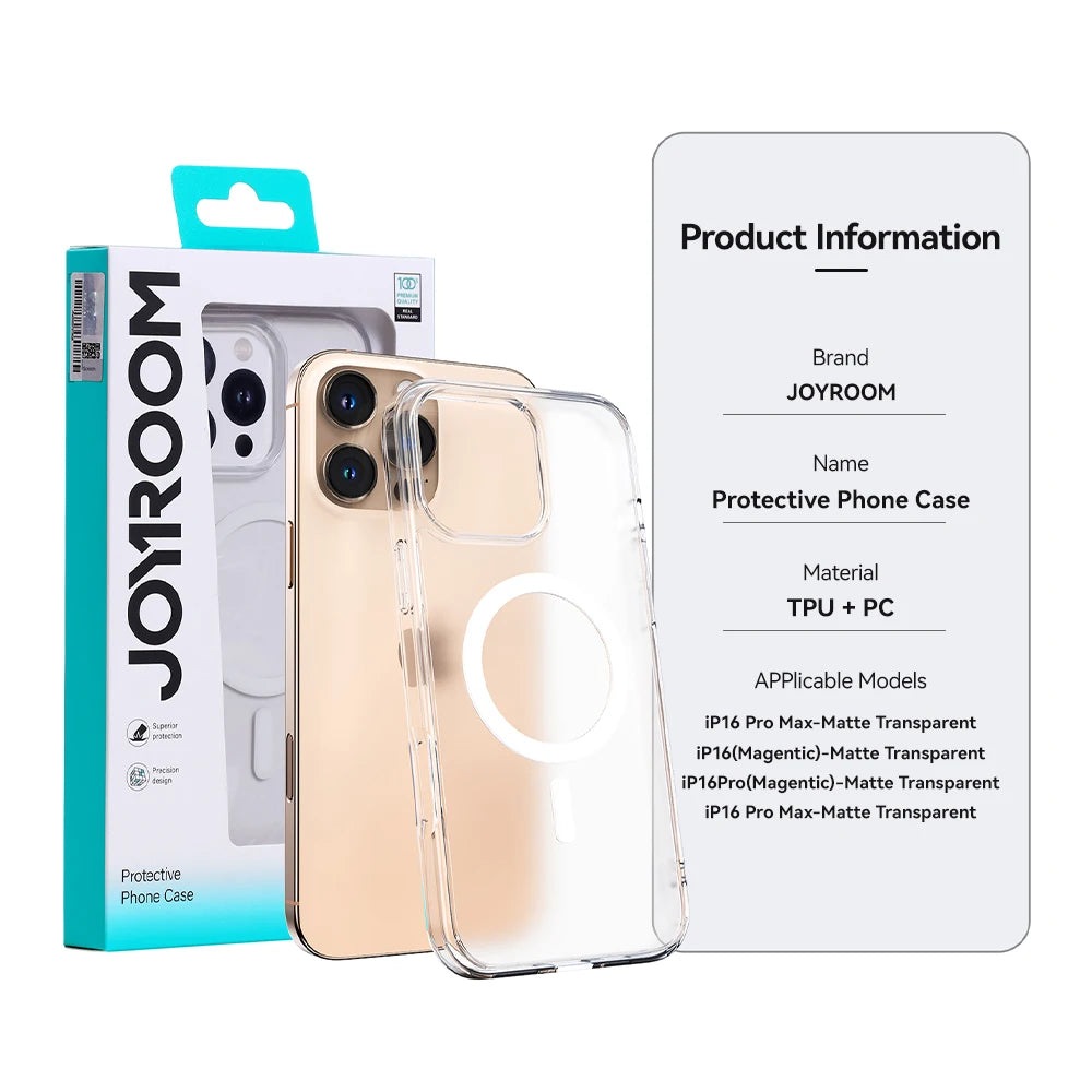 Joyroom Magnetic Frosted Case For iPhone 17 16 Pro Max Case Shockproof Matte Cover For iPhone 16 Wireless Charger Magnet Case.