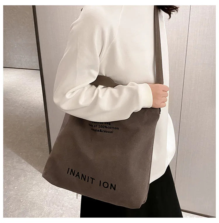 Japanese Canvas Men's and Women's Simple Cross-body Bag Wash Canvas Thick Handbag Large Capacity Arts Students Package Satchel