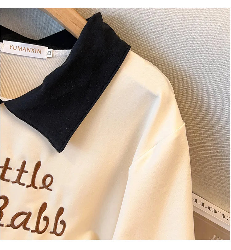 175kg plus size Damen büste Herbst lose Revers Sweatshirt Langarm lässig Top schwarz Aprikose 6xl 7xl 8xl 9xl 10xl 11xl.