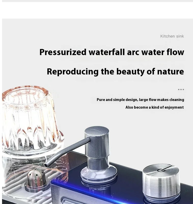 Stainless Steel Kitchen Sink Large Size Single Slot Multifunctional With Trash Can and Drain Rack Household Wash Dish Basin