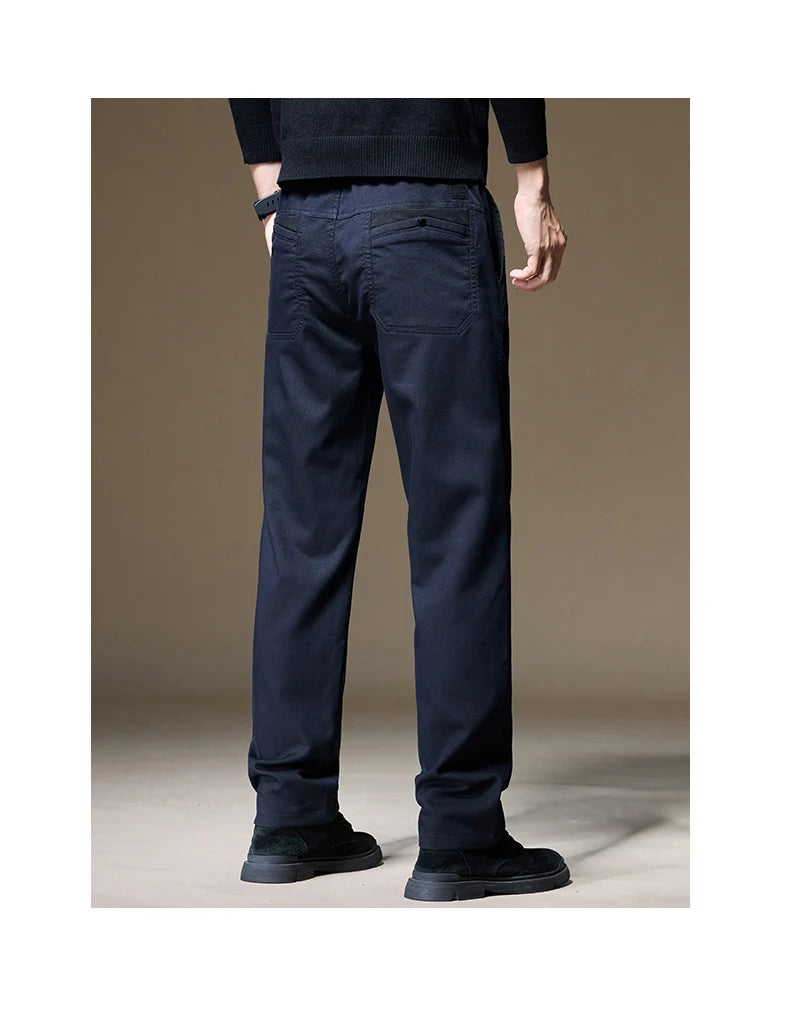 Autumn Winter High Quality Lyocell Fabric Casual Pants Men Solid color Business Fashion Straight Chinos Gray Brand Trousers Male.