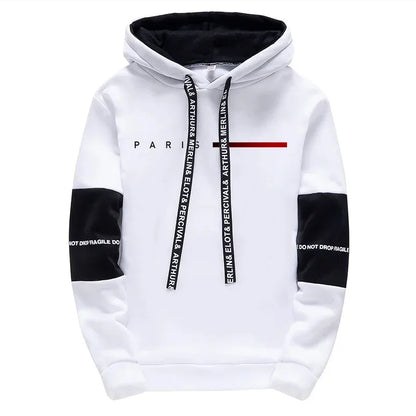 2025 Trendy Paris Print Hooded Tracksuit Men Winter Autumn Casual Jogging Outfit Athletic Sportswear Sweatpants Men's Clothes.