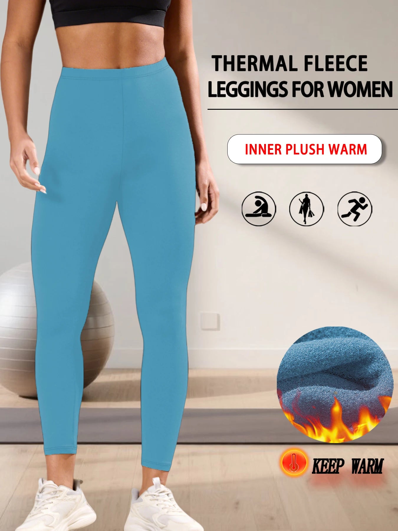 Superweiche, mit Fleece gefütterte Leggings für Damen, Workout, Yoga, Laufen, Thermo-Warmhose für kalten Winter.