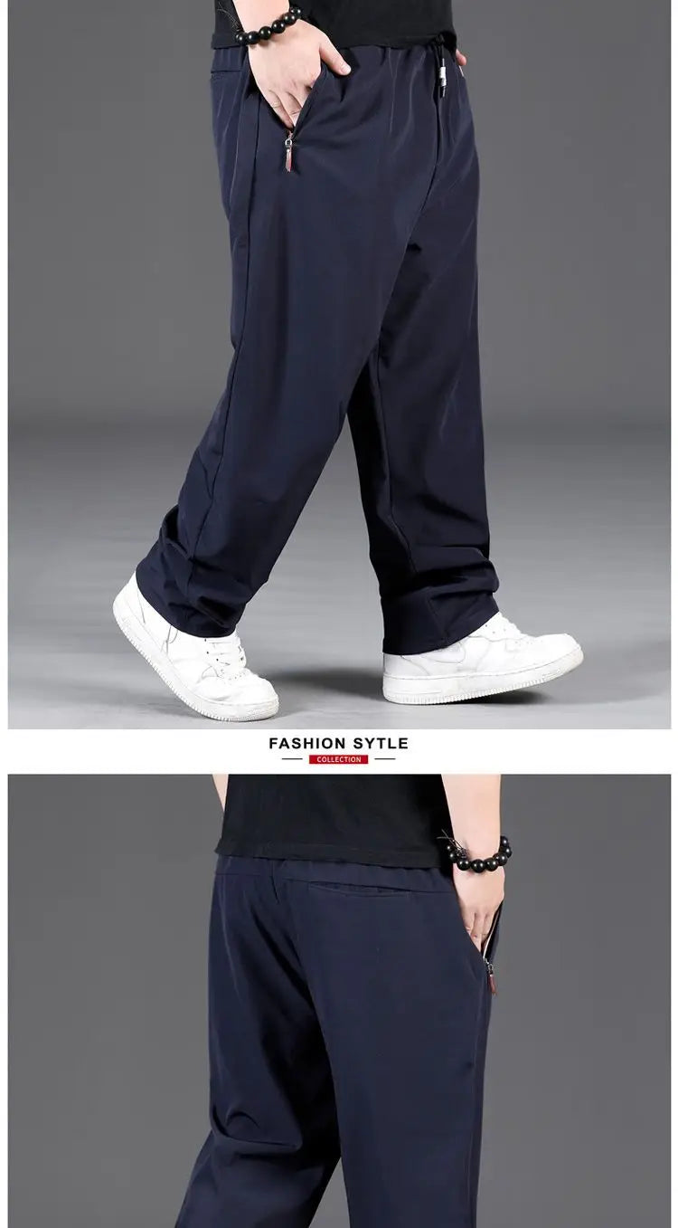 8XL Casual Pants Mens Straight Loose Trousers Men Clothing Elastic Waist Quick Dry Pants Summer Fashion Oversized Joggers Pants.