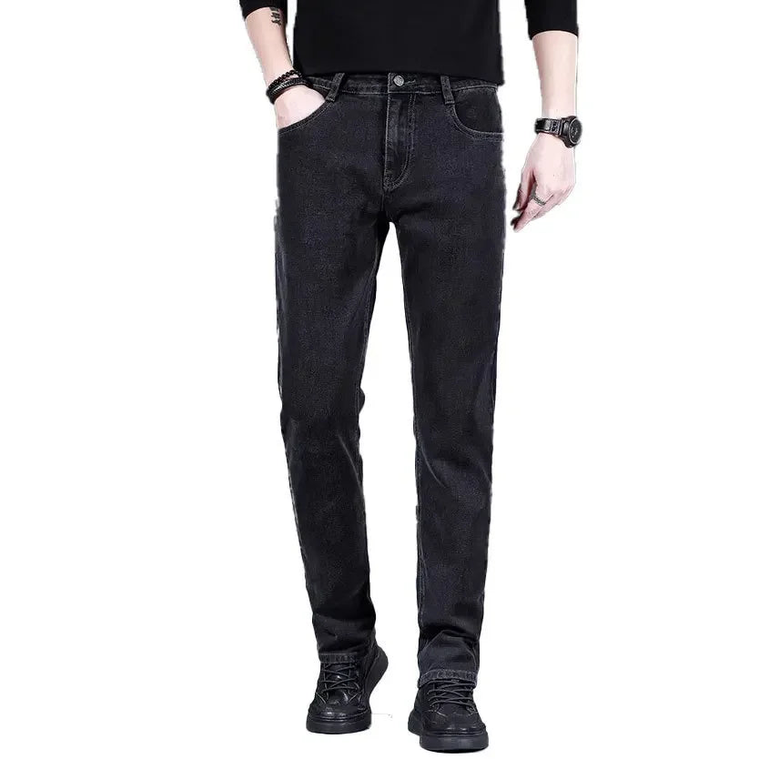Fashionable Casual Men's Jeans Slim Straight Long Pants Versatile Spring Autumn Winter New Style High Waist Trousers.