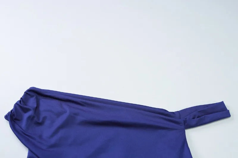 BOOFEENAA Asymmetrical One Shoulder Crop Tops Black Blue Sexy T Shirts for Woman Summer 2025 C95-BA13