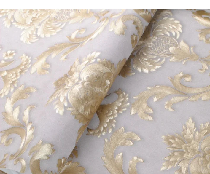 1 Rolle 53 cm breite antike Goldtapete Wohnzimmer Schlafzimmer wasserdichter PVC-Wandaufkleber Heimdekoration Europäische Tapete
