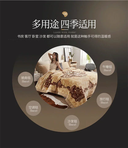 New Warm Weighted Blankets for Beds High End Thicken Warmth Raschel Blanket for Winter Autumn Double Side Plush Comforter Quilt.