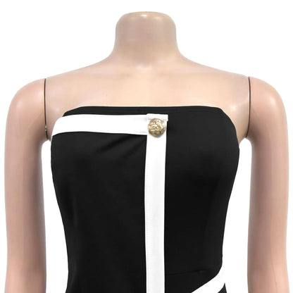 Elegant Sleeveless Wrap Chest Women's Button Strapless Irregular Jumpsuits 2025 One PieceWide Leg Outfits Night Club Streetwear