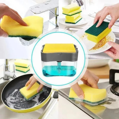 Soap Dispenser 2 In 1 Dishwashing Sponge Holder Kitchen Sink Dish Washing Soap Pump Dispenser Sponge Caddy.