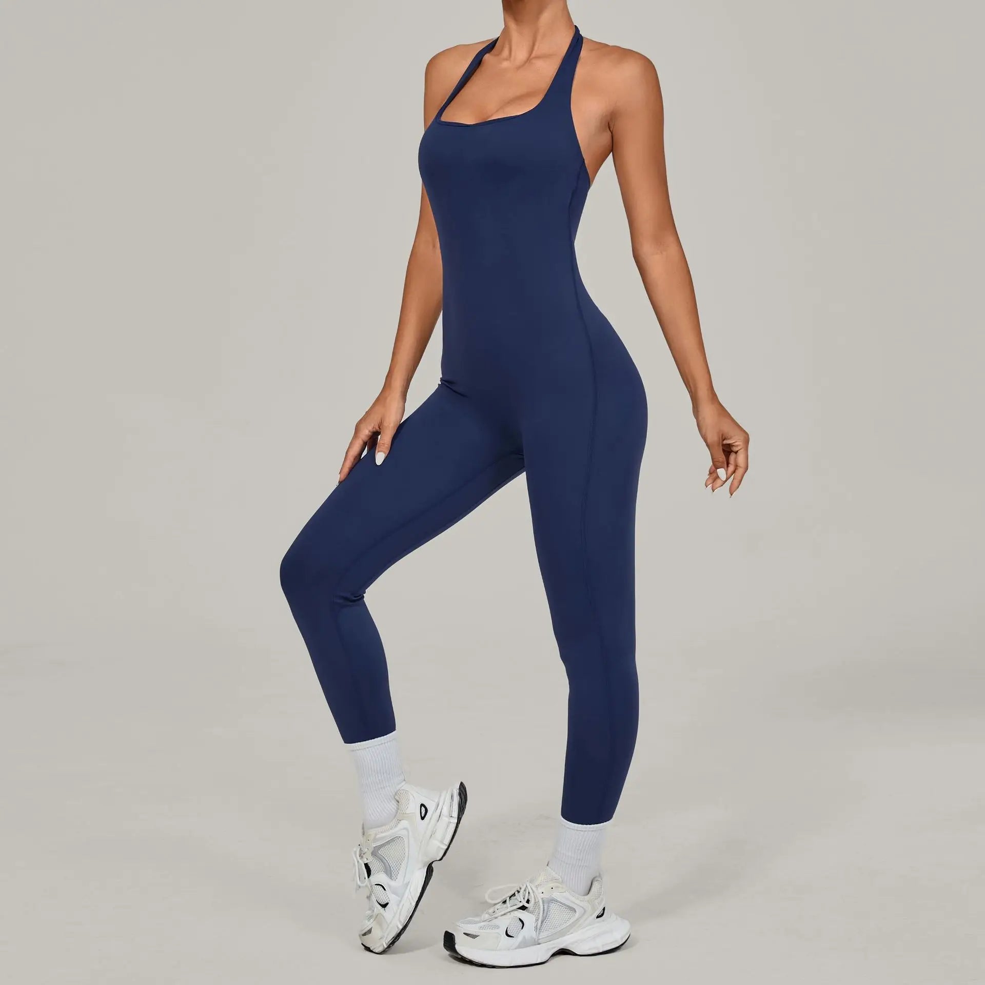 Yoga Jumpsuit Sports Fitness Peach Hip Halter Neck Backless Pants Bodysuit Outdoor Dance Jumpsuit Tight Yoga Wear for Women.
