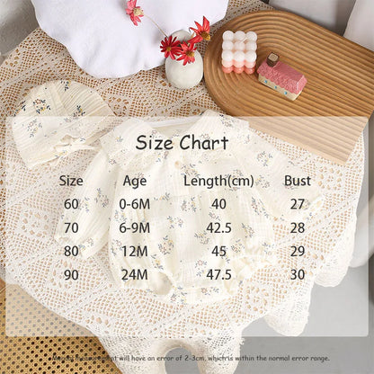 2023 frühjahr Neue Baby Kleidung Floral Body für Kleinkind Mädchen Kleinkind Peter Pan Kragen Langarm Ein Stück mit Hut 0-2 Y.