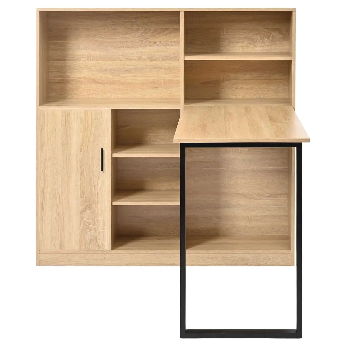 Computertisch Bücherregal-Tisch Schranktisch Arbeitstisch Schrank Schreibtisch Naturfarbe 120 cm (ohne Hocker)