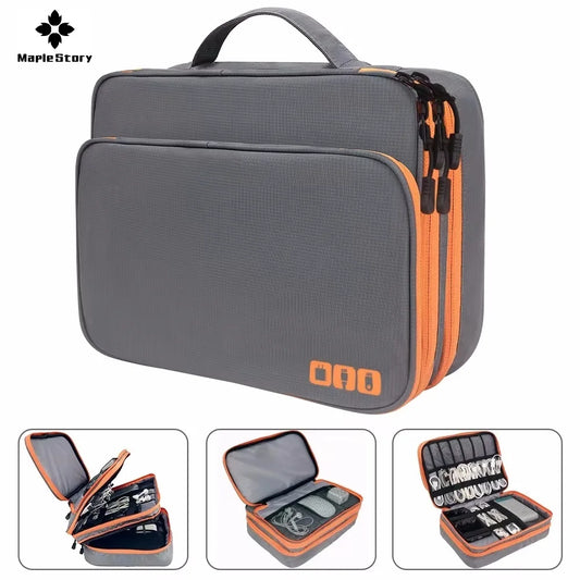 Multi Layer Cable Storage Bag, Electronic Accessories Organizer, Portable Travel Cable Organizer Case for iPad cable Charger.