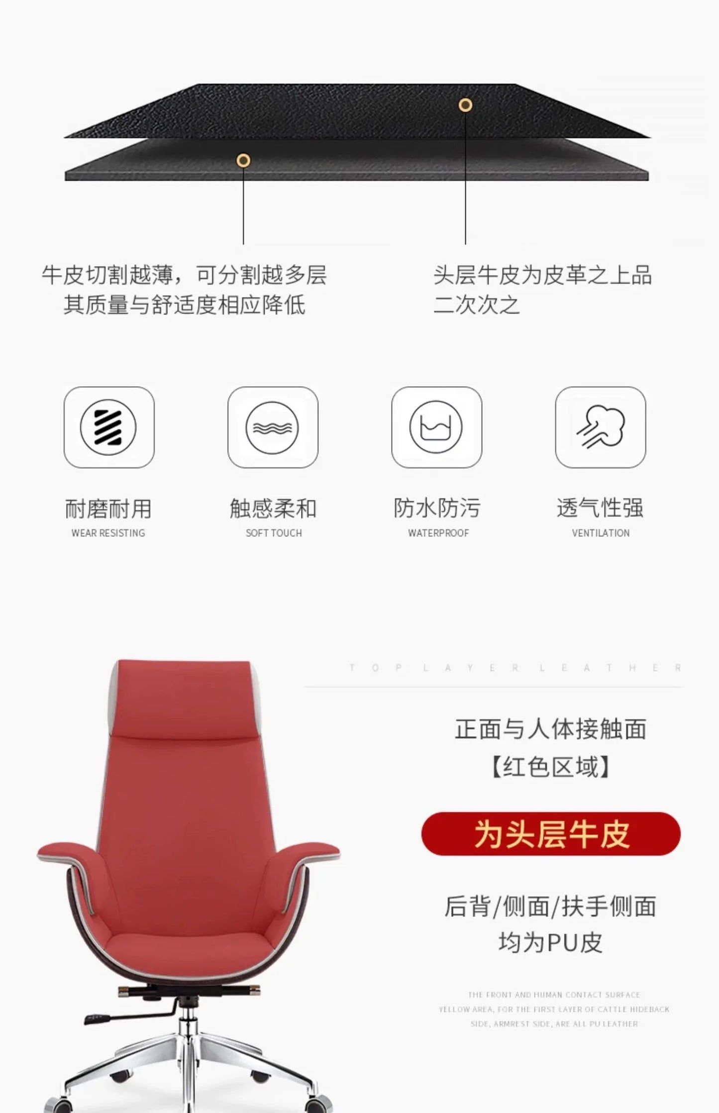 Einfacher Computer-Bürostuhl, ergonomisch, luxuriös, für Konferenzen, bequemer Bürostuhl, drehbarer Executive-Bürosmeubilair