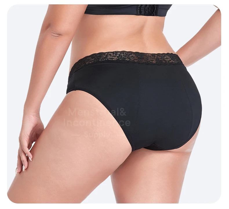 Mid-Waist Period Underwear for Women 4-Layer Anti-Leakage Super Absorbent Menstrual Panties for Daily Use Sports.