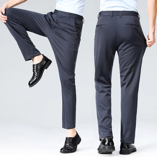 29-42 Men's Summer Pants Thin Straight Stretch Casual Pants with No Trace No Ironing Fabric Silky and Cool Feeling.