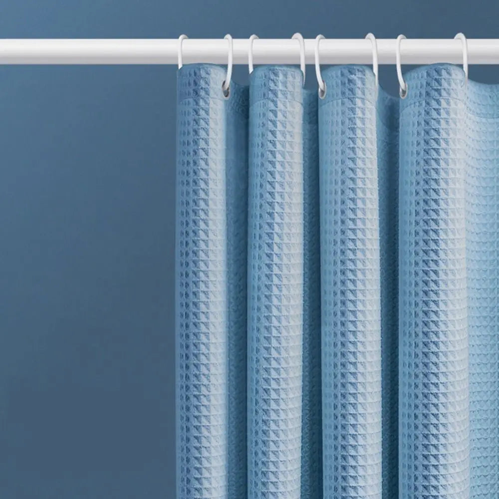 Wasserdichter, schlichter Waffel-Duschvorhang, schimmelresistent, einfarbig, Schattierungsvorhang, Polyester mit Haken, Badezimmer-Trennvorhang