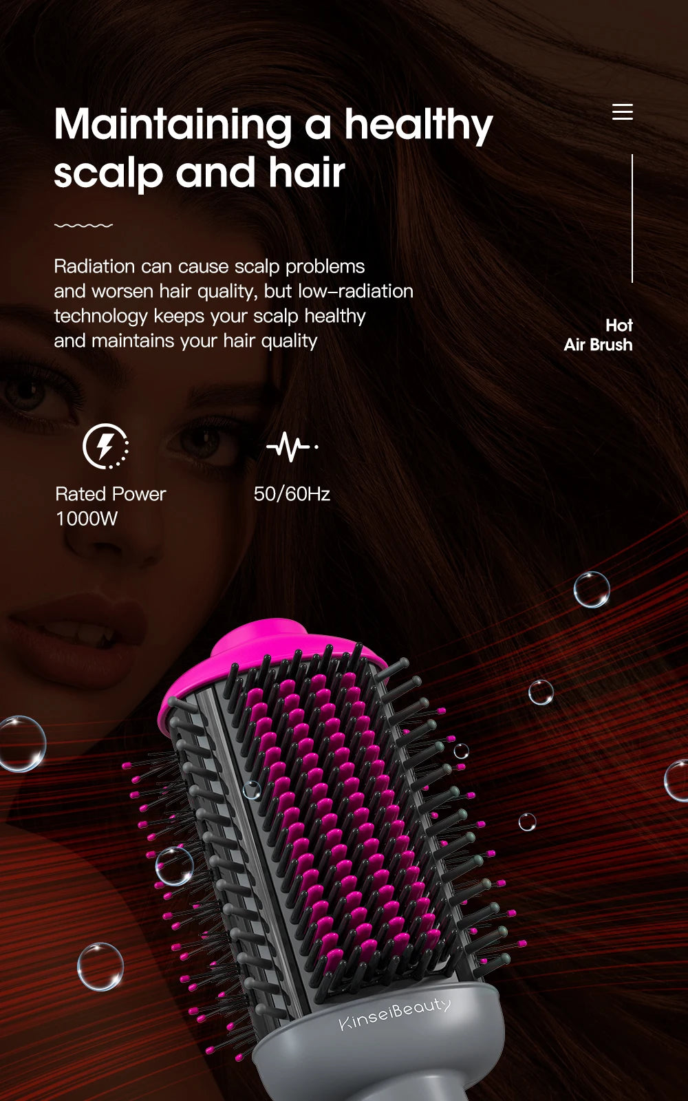Kinseibeauty Professional hair stylist salon hair dryer curling iron hair equipment straightening electric comb three speed mode.